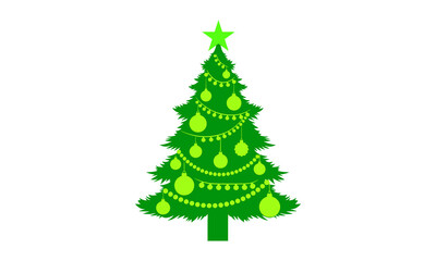 Decorated Christmas tree isolated on transparent background