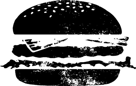 Black and white burger stencil illustration for urban art projects