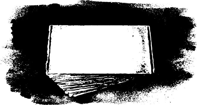 Abstract black and white stencil illustration of offset parallelogram - urban graffiti art concept