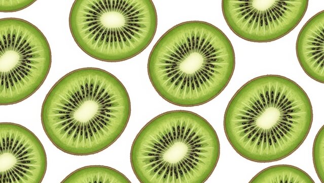 Fresh kiwi fruit slices pattern - vibrant green and healthy food background design