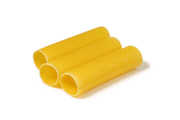 Wheat raw cannelloni pasta on white isolated background