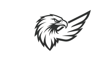 Obraz premium Eagle head illustration black and white vector art with wing detail