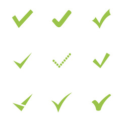 Diverse Green Checkmark Icons Collection
