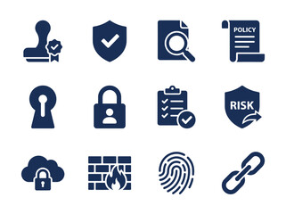 Security and Protection Icons Set for Digital Safety and Data Privacy.