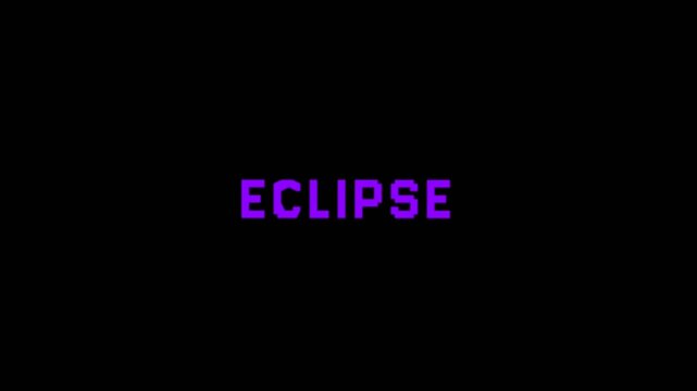 A clean looping text animation featuring the word ECLIPSE in glowing purple on a dark background. The smooth motion and minimal design create a modern, futuristic look