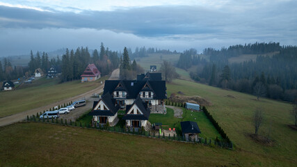 Autumn view of the Tatra Mountains from a drone.
