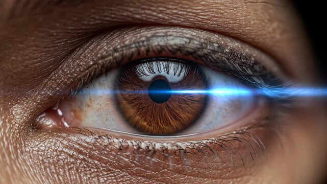 Delve into the mesmerizing beauty of a human eye, revealing unique colors and textures. Be enchanted by stunning light reflections and the depth of vision captured in close range.