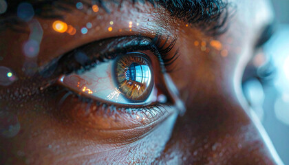 The Window to Soul: A captivating close-up of an eye unveils a world of emotions, thoughts, and profound understanding. The irises' rich tones and the light's play create a mesmerizing experience
