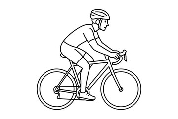Fototapeta premium Cyclist riding bicycle line art minimalist design for sport and fitness