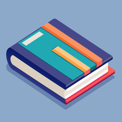 Textbook with colored tabs. Cartoon vector illustration