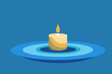 Water and floating candle. Spa relaxation concept. Cartoon vector illustration