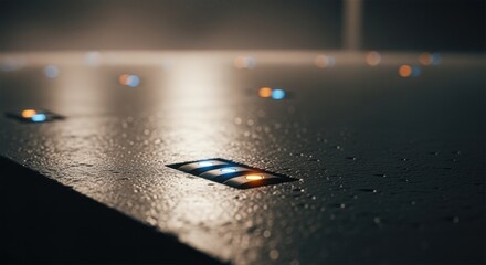 Embedded IoT sensors glowing with indicator lights in a freshly poured concrete surface symbolizing active data collection for curing management.