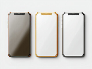 Smart phone mockup set blank isolated Transparent screen , PNG High quality Image device front view shadow Mobile phone app user experience