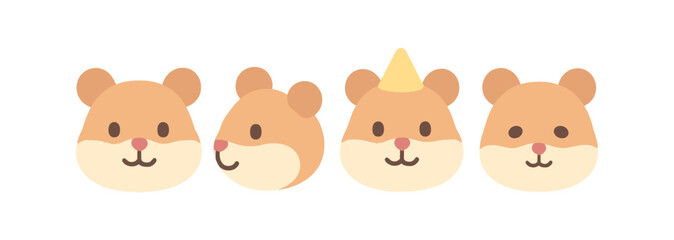 Obraz premium Cute hamster faces with simple design and charming expressions