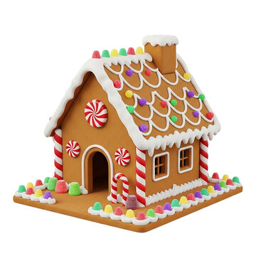 Festive Gingerbread House with Colorful Candies graphic