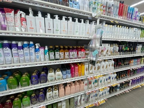 Grocery Store hair care products section