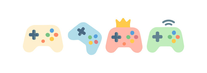 Obraz premium Colorful gaming controllers in flat design for modern gamer themes