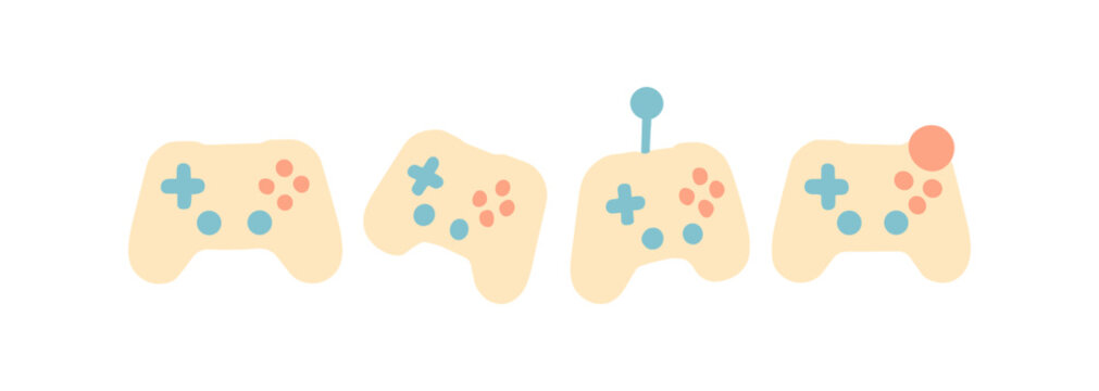 Colorful minimalist game controllers with playful design elements