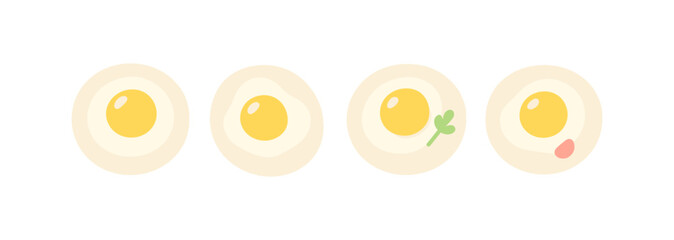 Cute minimalist fried egg icons with simple garnishes