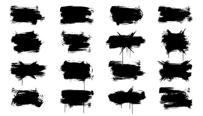 Grunge Black Paint Brush Strokes, Ink Splatter, and Texture Brushes Collection