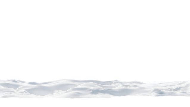 Snowdrift, snow pile on transparent background png with copy space 3D render