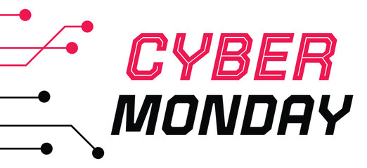 Cyber Monday vector design with modern typography and circuit elements, suitable for digital promotions, online sales campaigns, and technology themed marketing © Noprian Yosma