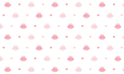 ハートとリボンで2つ結ばれたピンクのドット柄