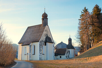 pilgrimage chapel Loretto, near Oberstdorf. winter season at late afternoon