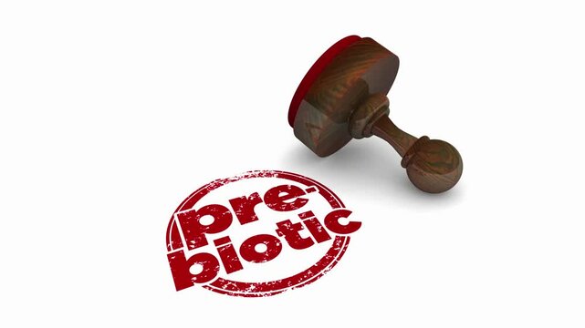 Prebiotic Word Stamp Round Red Food Digestive Gut Health 3d Animation
