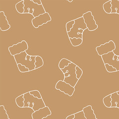 Christmas Pattern of Santa Claus's Christmas stocking on beige color