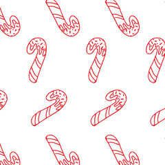 Christmas red linear Pattern of Christmas candy cane on white color