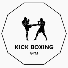 Kick Boxing Gym Logo: A dynamic logo captures the energy of kickboxing. Two athletic figures engage in a kickboxing bout, with one delivering a powerful kick, and the other poised to defend.