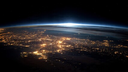 Fototapeta premium Earth at Night Reveals City Lights Across Continents