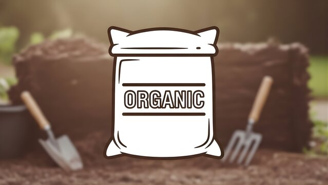 Bag of organic compost for gardening and enriching soil, promoting healthy plant growth and a sustainable environment