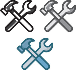 Construction Tools Icon – Hammer and Wrench Building Vector