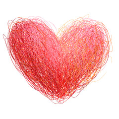 Doodle vector heart. Love symbol, hand painted colorful heart shape