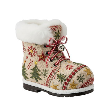 Christmas Boot with Festive Embroidery and Bell graphic