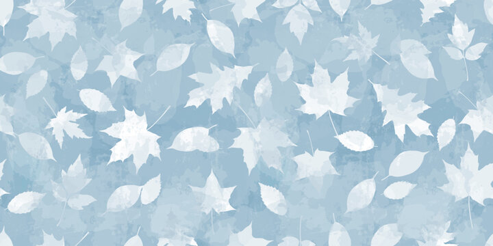 Autumn watercolor leafs vector pattern. Fall leaves seamless print