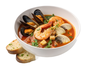 Bouillabaisse PNG Transparent - Provençal French Seafood Stew with Rouille Top View