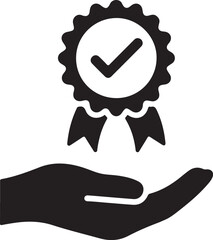 Hand holding a gear icon. Insurance verified cogwheel, Approved or certified symbol. Operation, process, maintenance customize, engineering. 
