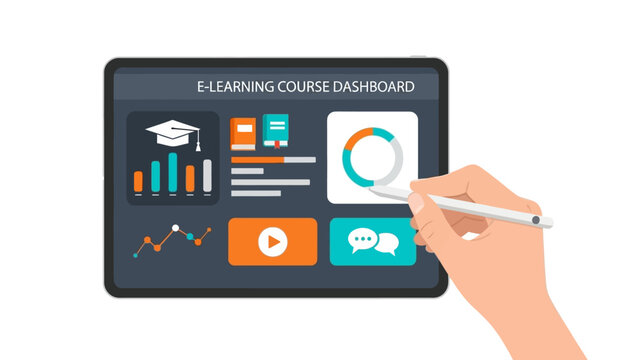 Interactive online learning course dashboard with data visualization and analytics