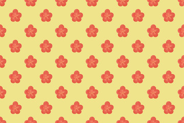 梅の花 シームレスパターン 水彩手描きイラスト 正月 背景