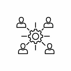 Teamwork and collaboration concept: gear with connected people icons