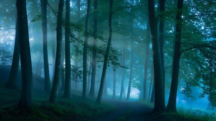 Obraz premium Mystical forest at dusk