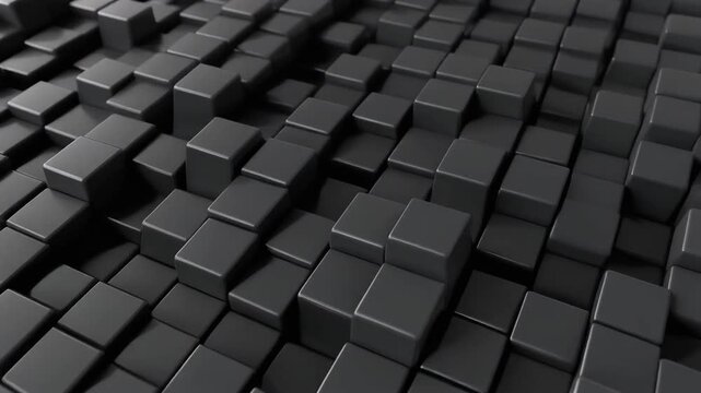 Abstract 3D cubes rotating in rhythmic motion on dark background