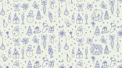 A blurry image with purple illustrations on a white background