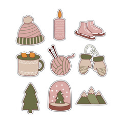 Cozy winter holiday sticker collection