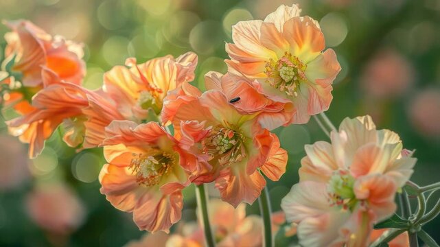 Close-up of a variety of colorful flowers blooming in the sunshine.