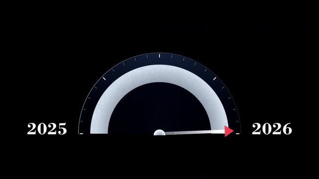 Loading the new 2026. The speedometer shows from 20025 to 20026.