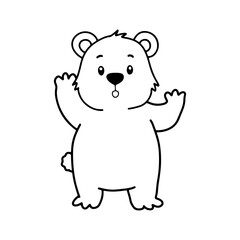 Fototapeta premium Cute cartoon polar bear cub smiling like a teddy bear character in a fun and friendly style